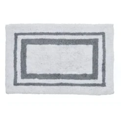 Grey & White Hotel Border Bath Mat, 20x30