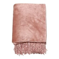 Honeybloom Blush Pink Solid Fringe Throw Blanket, 50x60