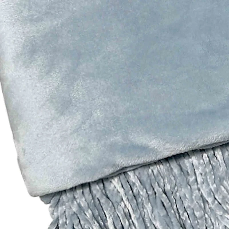 Honeybloom Light Blue Solid Fringe Throw Blanket, 50x60 - Image 2