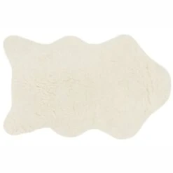 Ivory Faux Fur Shaped Accent Rug, 27x45