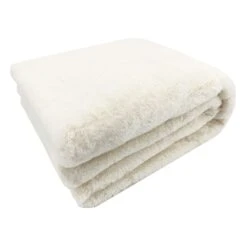 Ivory Faux Fur Throw Blanket, 50x60