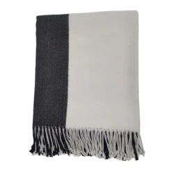 Laila Ali Grey & Black Color Block Throw Blanket, 50x60
