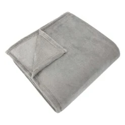 Light Grey Plush Bed Blanket, King