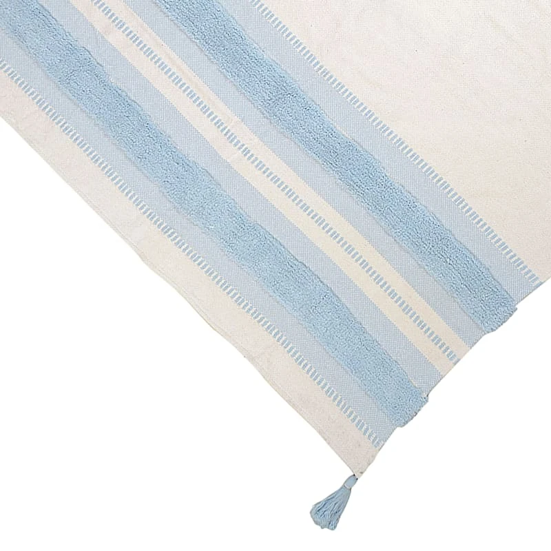 Natural & Blue Tufted Woven Throw Blanket, 50x60 - Image 2