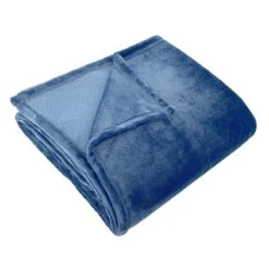 Navy Plush Bed Blanket, King