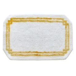 Octagonal Hotel Border Rug White/Gold