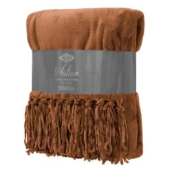 Orange Fringe Throw Blanket, 50x60