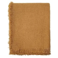 Orange Raw Edge Woven Throw 50X60