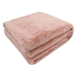 Pink Faux Fur Throw, 50x60