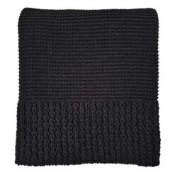 Providence Black Edge Knit Chenille Throw Blanket, 50x60
