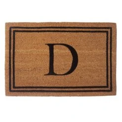 Providence Monogram D Black Natural Border Coir Mat, 18x27