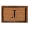 Providence Monogram J Black Natural Border Coir Mat, 18x27