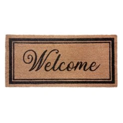 Providence Welcome Black Natural Coir Mat, 22x47