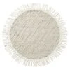 Reese White & Silver Round Wool Accent Rug With Tassels, 3'