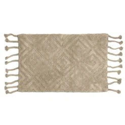 Tan Diamond Tufted Tassel Bath Mat, 20x30