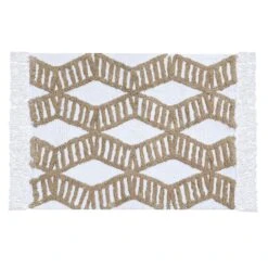 Tan & Ivory Bold Blocks Bath Mat, 20x30