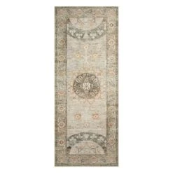 Taupe & Gold Medallion Runner, 2x5