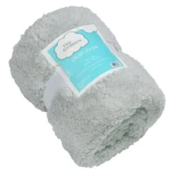 Tiny Dreamers Grey Plush Sherpa Throw Blanket, 50x60