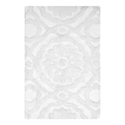 Tracey Boyd Andrea White Tufted Medallion Textured Bath Mat, 20x30