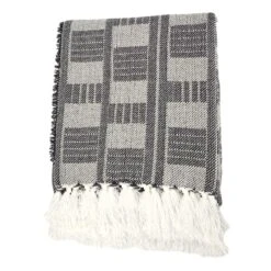 Tracey Boyd Black & White Woven Jacquard Throw Blanket, 50x60