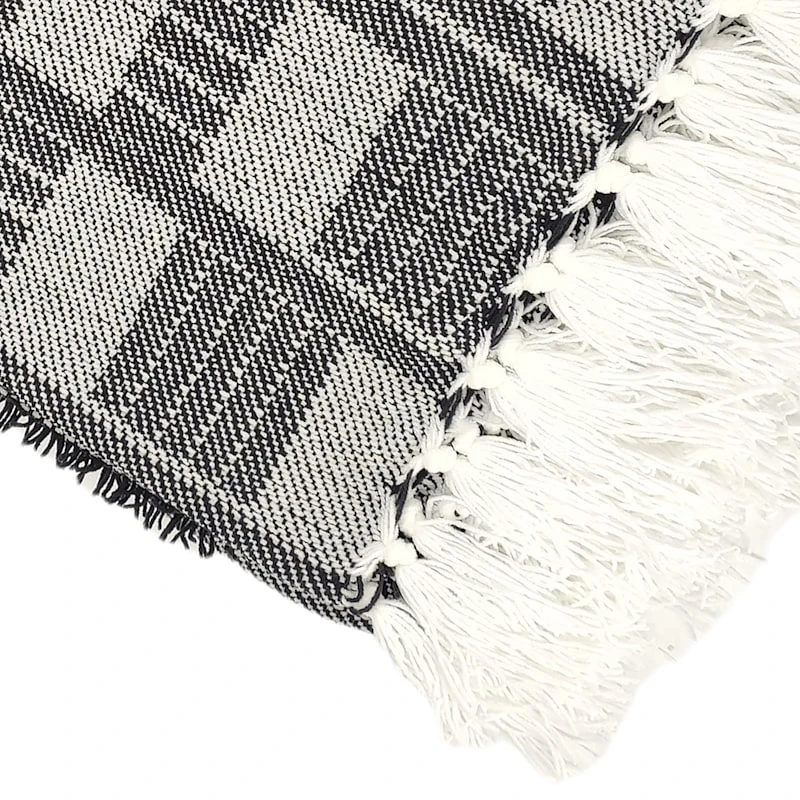 Tracey Boyd Black & White Woven Jacquard Throw Blanket, 50x60 - Image 2