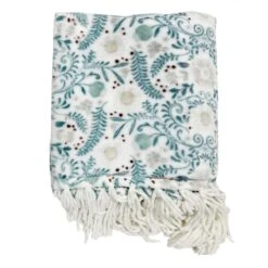 Tracey Boyd Floral Leaf Print Throw Blanket, 50x60