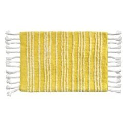 Tracey Boyd Yellow & White Sandy Striped Bath Mat, 20x30