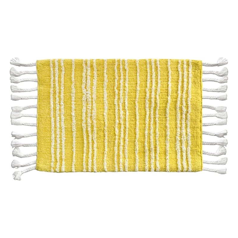 Tracey Boyd Yellow & White Sandy Striped Bath Mat, 20x30
