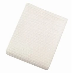 Ty Pennington Ivory Woven Waffle Throw Blanket, 60x50