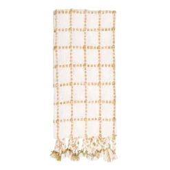 Ty Pennington Yellow Woven Throw Blanket With Twisted Knot Trim, 50x60