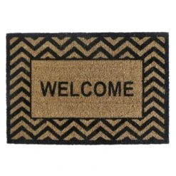 Welcome Chevron Natural & Black Mat, 18x27