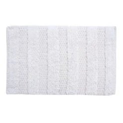 White Antique Striped Bath Mat, 21x34