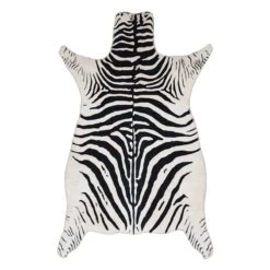 White & Black Faux Zebra Accent Rug, 3x5