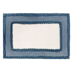 White & Blue Ruffle Bath Mat, 20x30
