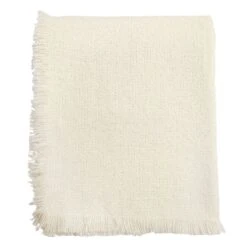 White Raw Edge Woven Throw 50X60