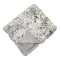 White Snow Leopard Faux Fur Plush Throw Blanket, 50x60