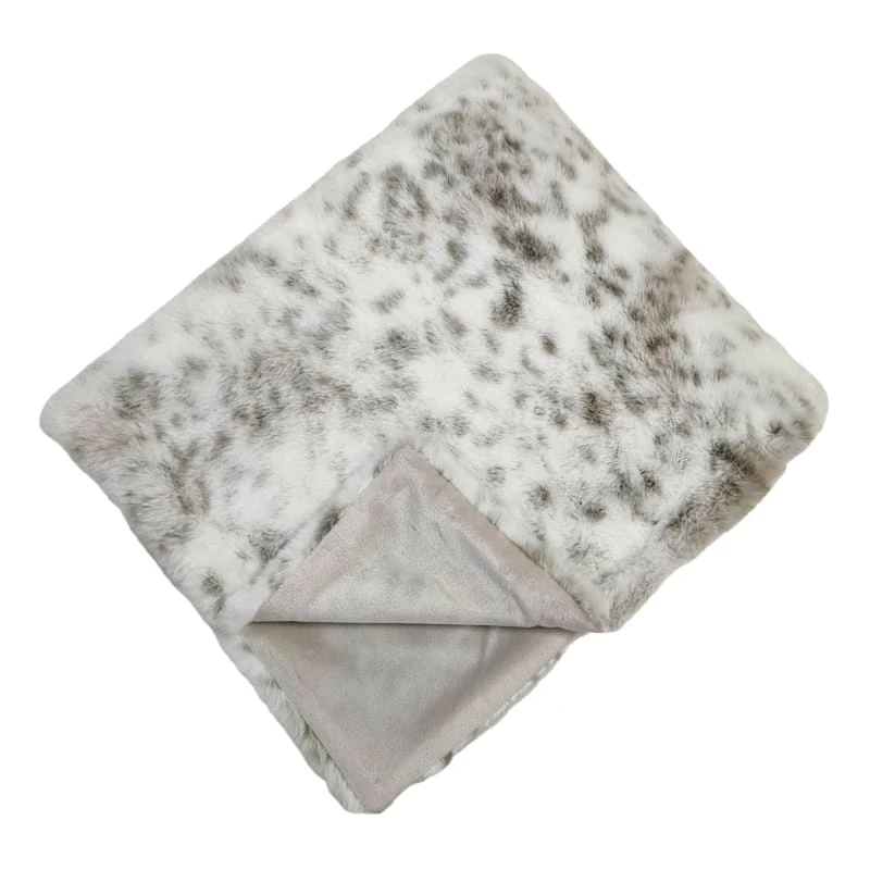 White Snow Leopard Faux Fur Plush Throw Blanket, 50x60