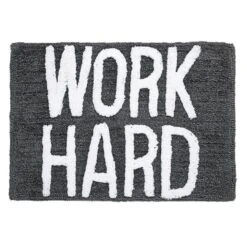 Work Hard White Tufted Bath Mat, 17x24