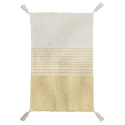 Yellow & Ivory Striped Tassel Accent Rug, 27x45
